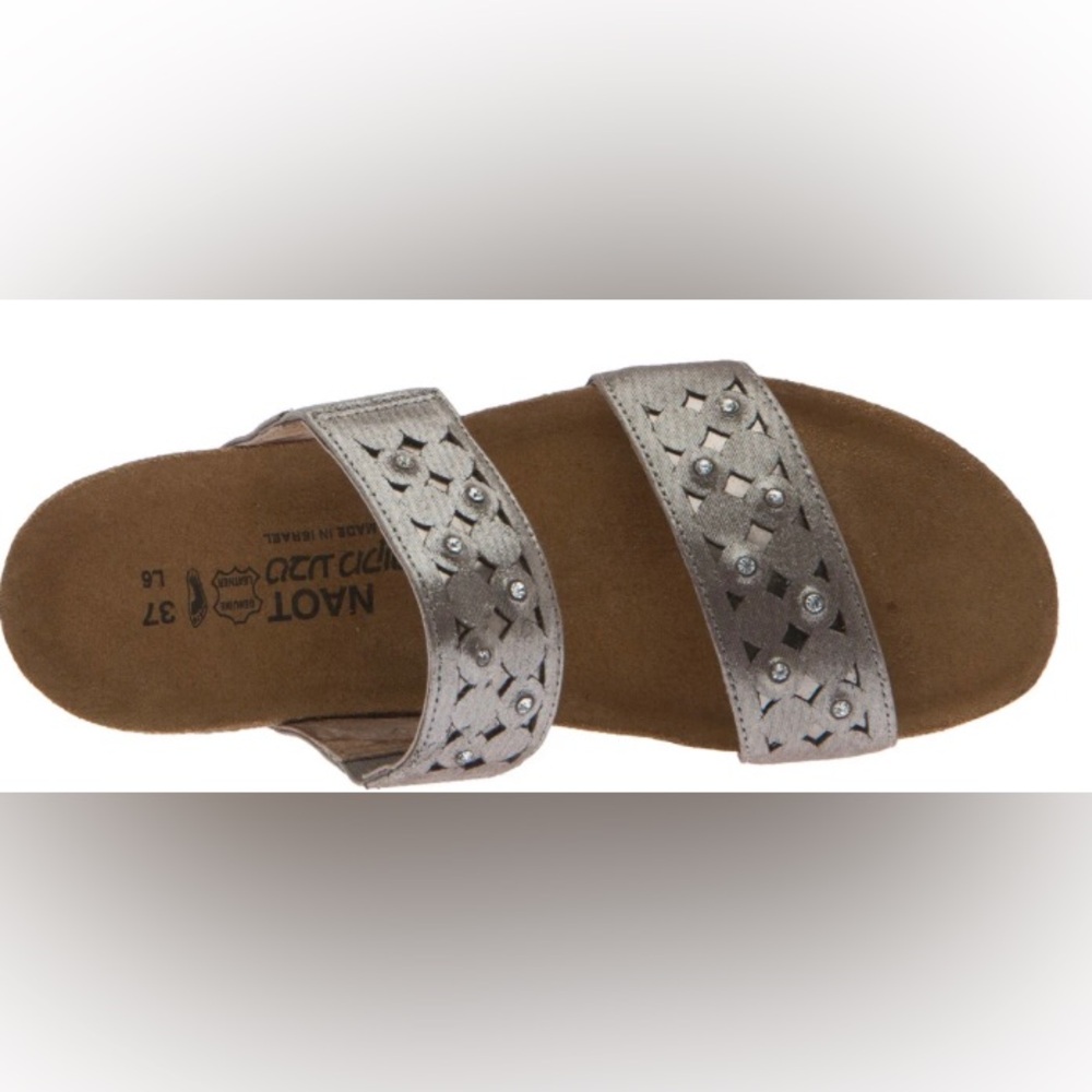 Naot Susan Metallic Silver Double-Strap Slide Sandal